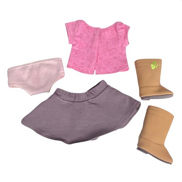 American Girl Meet Outfit True Spirit Flower Top Skirt Butterfly Boots Panty Vtg - Picture 3 of 10